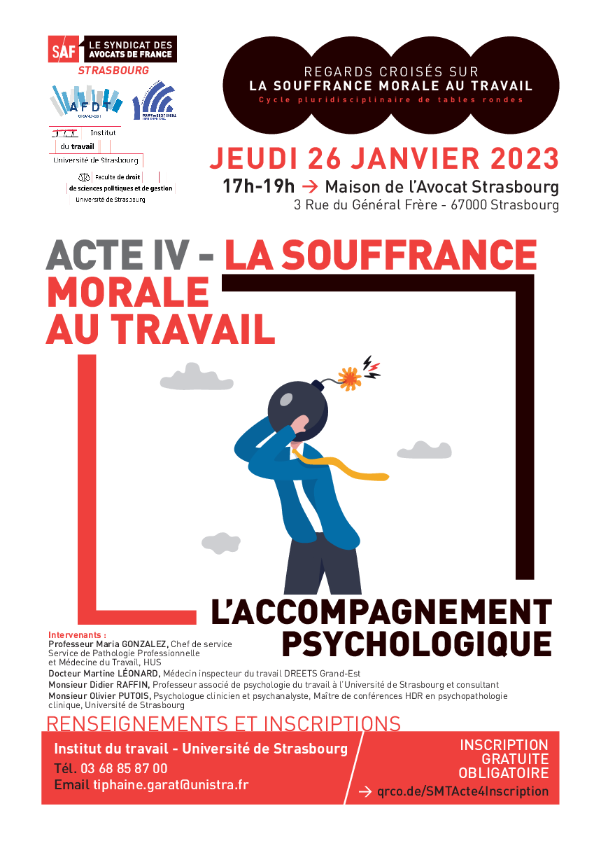 Regards croisés sur la souffrance morale au travail Acte IV psychologique