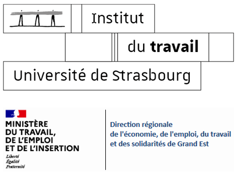 Logos de l'Institut du travail, du Ministère du travail, de l'emploi et de l'insertion, et de la Direction régionale de l'économie, de l'emploi, du travail et des solidarités Grand Est